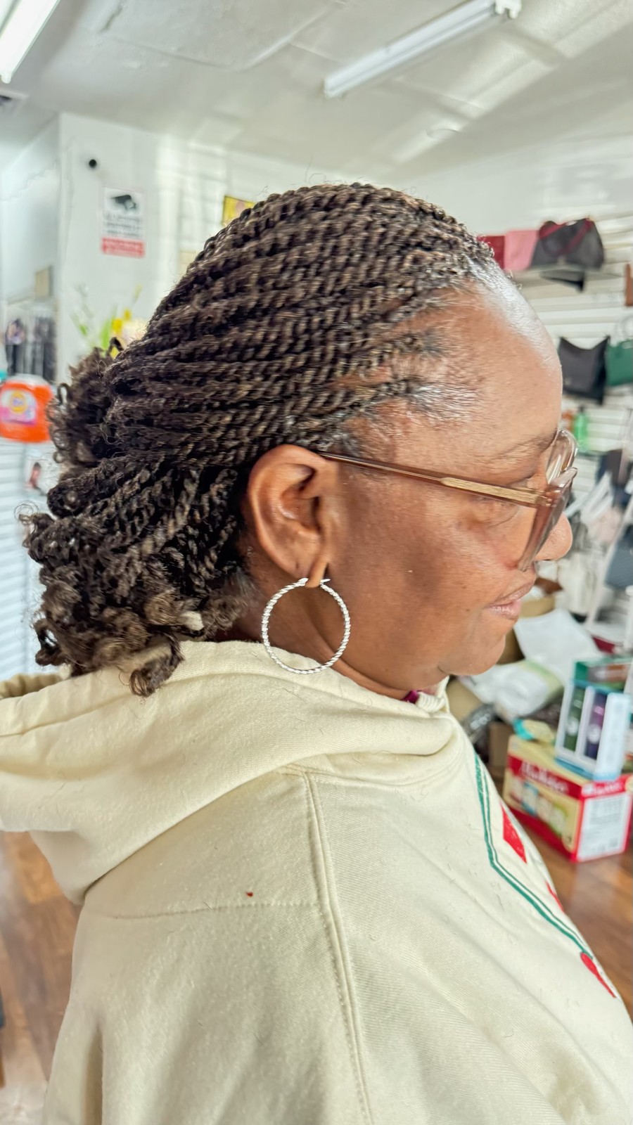 Twists swept back